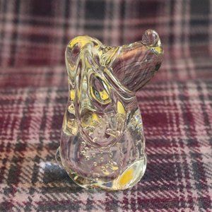 Clear Art Glass Hound Dog Bullicante Bubbles Figurine